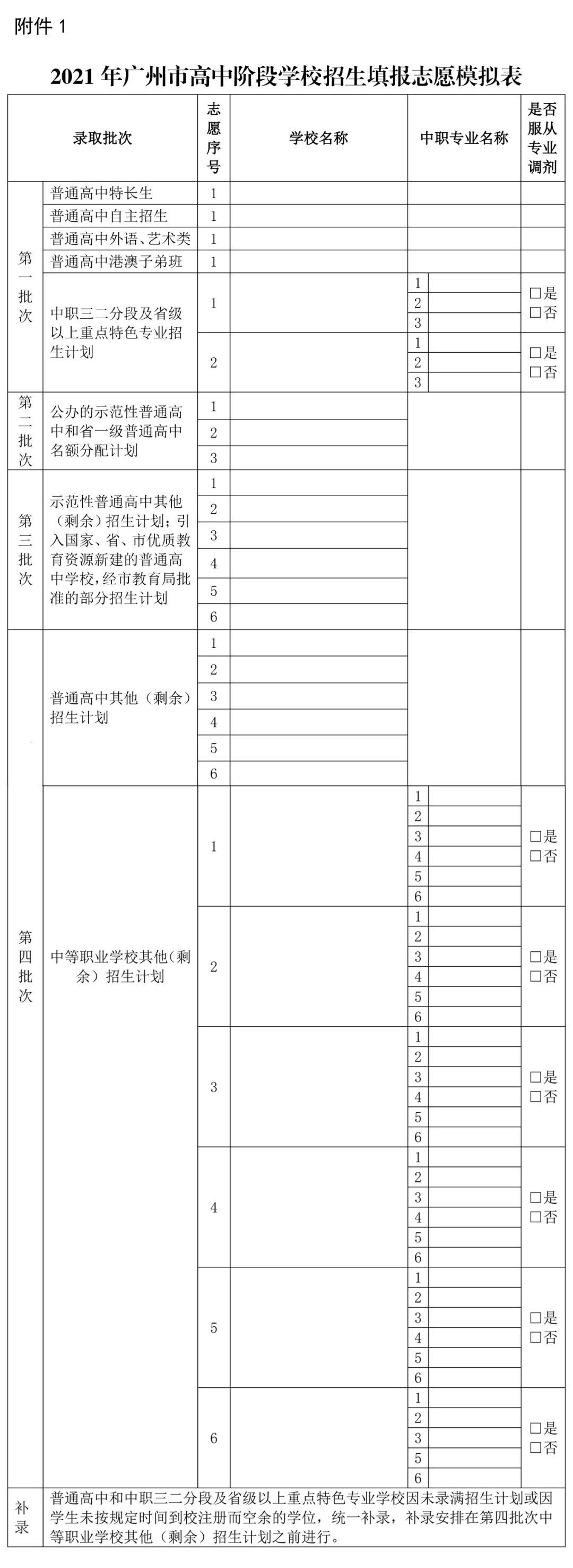 2021中考志愿表图片图片