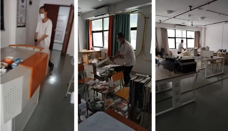 华青教育，五一假期期间校园员工灭蚊工作记录